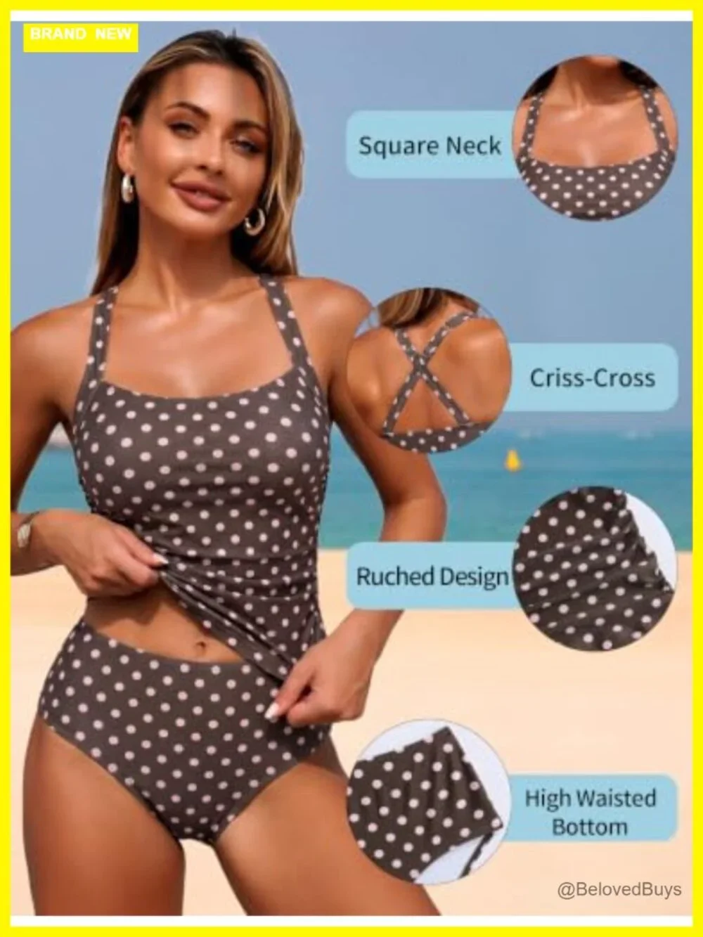 Tankini Swimsuits for Women Tummy Control 2 Piece High Waisted Bathing Suit